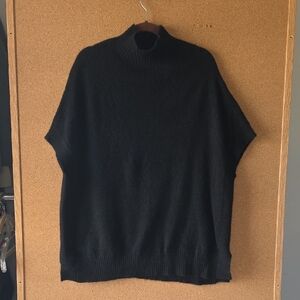 Cashmere Isaac Mizrahi Black Knit Poncho Cape Sweater M/L 100% Casmere